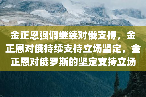 金正恩强调继续对俄支持