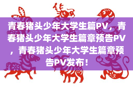 青春猪头少年大学生篇PV，青春猪头少年大学生篇章预告PV，青春猪头少年大学生篇章预告PV发布！