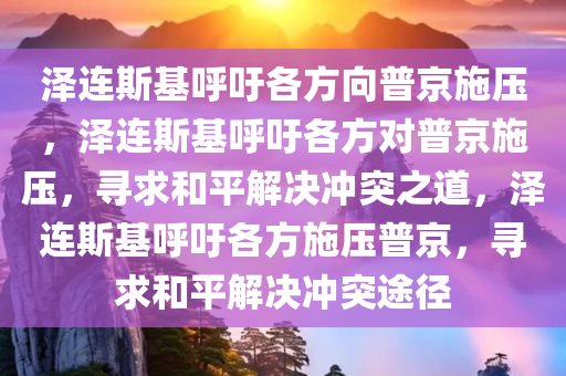 泽连斯基呼吁各方向普京施压，泽连斯基呼吁各方对普京施压，寻求和平解决冲突之道，泽连斯基呼吁各方施压普京，寻求和平解决冲突途径