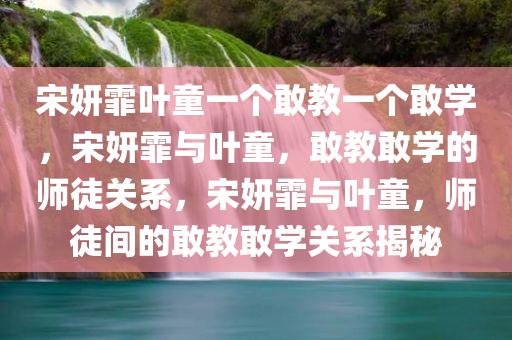 宋妍霏叶童一个敢教一个敢学，宋妍霏与叶童，敢教敢学的师徒关系，宋妍霏与叶童，师徒间的敢教敢学关系揭秘