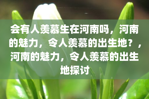 会有人羡慕生在河南吗，河南的魅力，令人羡慕的出生地？，河南的魅力，令人羡慕的出生地探讨