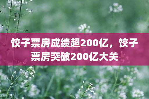 饺子票房成绩超200亿，饺子票房突破200亿大关