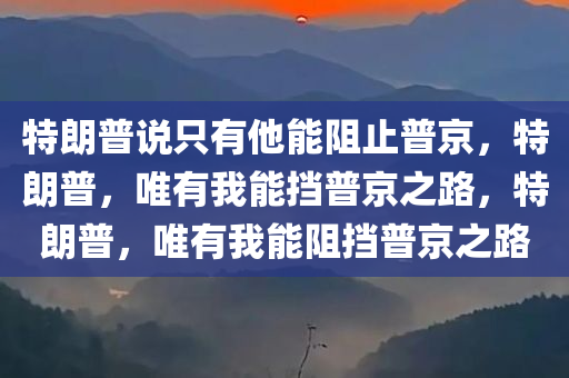 特朗普说只有他能阻止普京，特朗普，唯有我能挡普京之路，特朗普，唯有我能阻挡普京之路