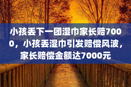 小孩丢下一团湿巾家长赔7000，小孩丢湿巾引发赔偿风波，家长赔偿金额达7000元