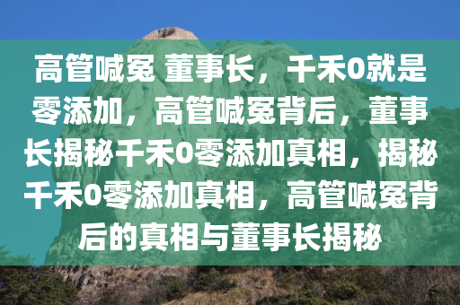 高管喊冤 董事长，千禾0就是零添加，高管喊冤背后，董事长揭秘千禾0零添加真相，揭秘千禾0零添加真相，高管喊冤背后的真相与董事长揭秘