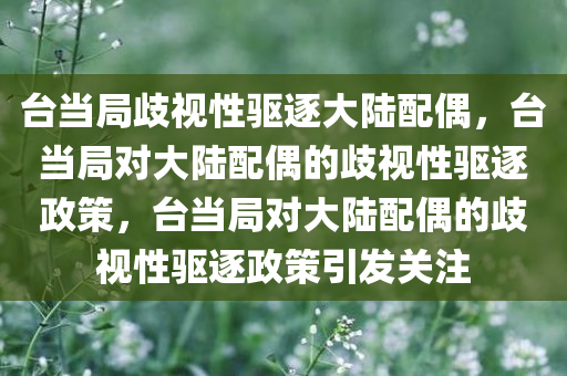 台当局歧视性驱逐大陆配偶，台当局对大陆配偶的歧视性驱逐政策，台当局对大陆配偶的歧视性驱逐政策引发关注