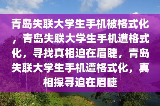 青岛失联大学生手机被格式化，青岛失联大学生手机遭格式化，寻找真相迫在眉睫，青岛失联大学生手机遭格式化，真相探寻迫在眉睫