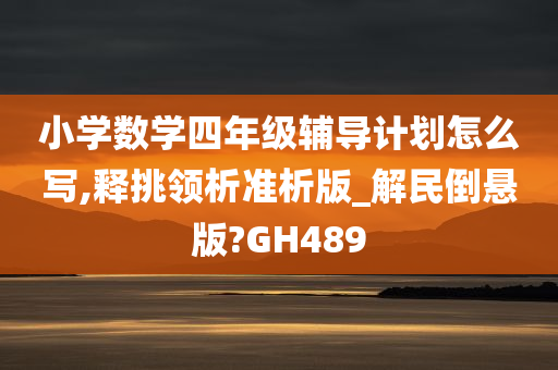 小学数学四年级辅导计划怎么写,释挑领析准析版_解民倒悬版?GH489