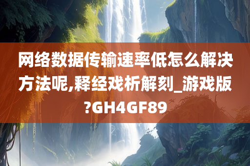 网络数据传输速率低怎么解决方法呢,释经戏析解刻_游戏版?GH4GF89