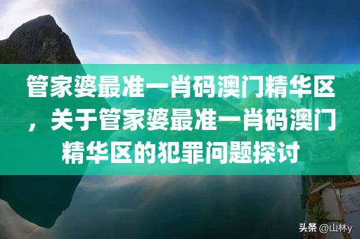 管家婆最准一肖码澳门精华区，关于管家婆最准一肖码澳门精华区的犯罪问题探讨