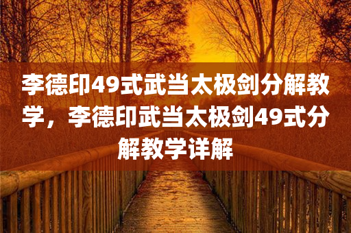 李德印49式武当太极剑分解教学，李德印武当太极剑49式分解教学详解