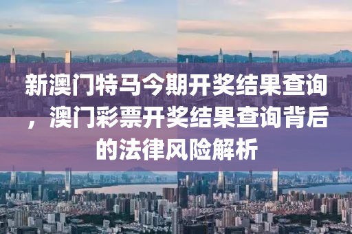 新澳门特马今期开奖结果查询，澳门彩票开奖结果查询背后的法律风险解析