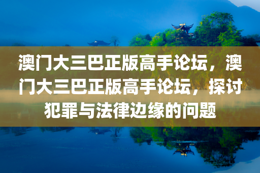 澳门大三巴正版高手论坛，澳门大三巴正版高手论坛，探讨犯罪与法律边缘的问题