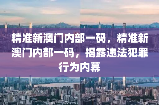 精准新澳门内部一码，精准新澳门内部一码，揭露违法犯罪行为内幕