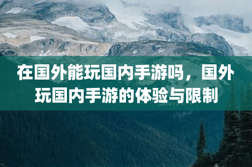 在国外能玩国内手游吗，国外玩国内手游的体验与限制