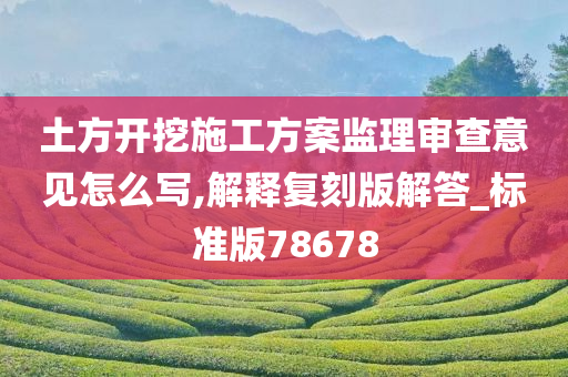 土方开挖施工方案监理审查意见怎么写,解释复刻版解答_标准版78678