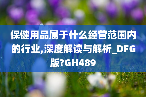 保健用品属于什么经营范围内的行业,深度解读与解析_DFG版?GH489