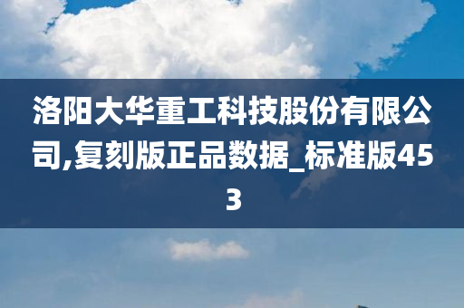 洛阳大华重工科技股份有限公司,复刻版正品数据_标准版453