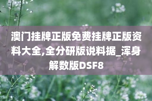 澳门挂牌正版免费挂牌正版资料大全,全分研版说料据_浑身解数版DSF8