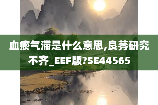 血瘀气滞是什么意思,良莠研究不齐_EEF版?SE44565