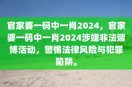 官家婆一码中一肖2024，官家婆一码中一肖2024涉嫌非法赌博活动，警惕法律风险与犯罪陷阱。