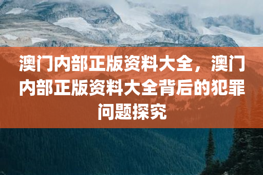 澳门内部正版资料大全，澳门内部正版资料大全背后的犯罪问题探究