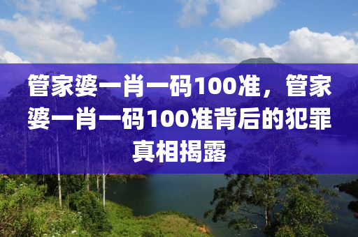 管家婆一肖一码100准，管家婆一肖一码100准背后的犯罪真相揭露