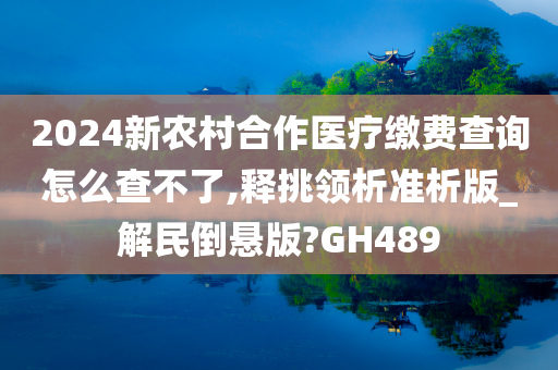 2024新农村合作医疗缴费查询怎么查不了