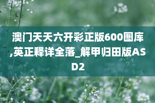 澳门天天六开彩正版600图库,英正释详全落_解甲归田版ASD2