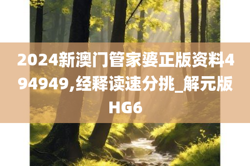 2024新澳门管家婆正版资料494949,经释读速分挑_解元版HG6