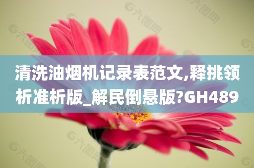 清洗油烟机记录表范文,释挑领析准析版_解民倒悬版?GH489