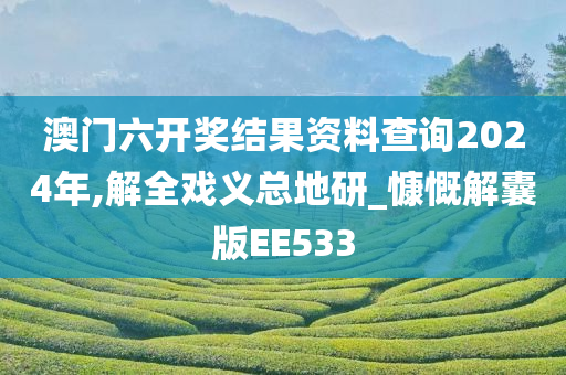 澳门六开奖结果资料查询2024年,解全戏义总地研_慷慨解囊版EE533