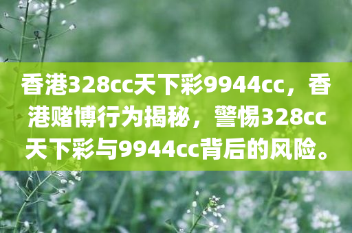 香港328cc天下彩9944cc，香港赌博行为揭秘，警惕328cc天下彩与9944cc背后的风险。