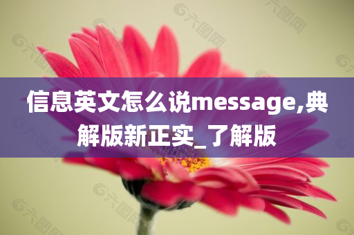 信息英文怎么说message,典解版新正实_了解版