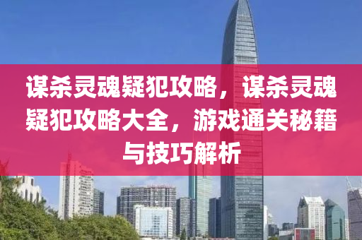 谋杀灵魂疑犯攻略，谋杀灵魂疑犯攻略大全，游戏通关秘籍与技巧解析