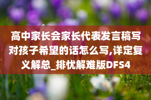 高中家长会家长代表发言稿写对孩子希望的话怎么写,详定复义解总_排忧解难版DFS4