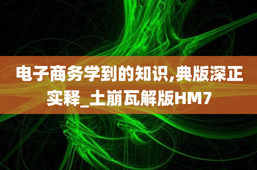 电子商务学到的知识,典版深正实释_土崩瓦解版HM7