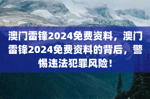 澳门雷锋2024免费资料，澳门雷锋2024免费资料的背后，警惕违法犯罪风险！