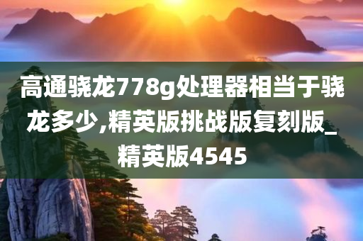 高通骁龙778g处理器相当于骁龙多少,精英版挑战版复刻版_精英版4545