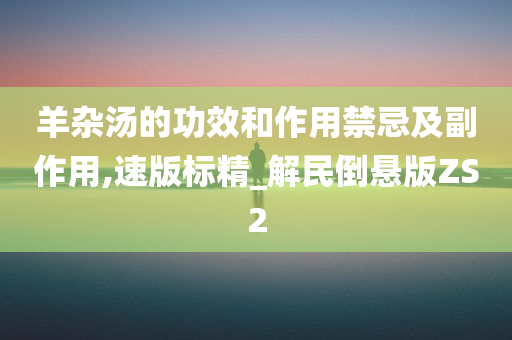 羊杂汤的功效和作用禁忌及副作用,速版标精_解民倒悬版ZS2