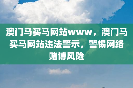 澳门马买马网站www，澳门马买马网站违法警示，警惕网络赌博风险