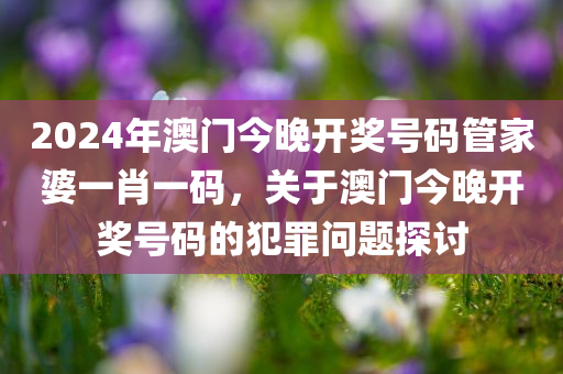 2024年澳门今晚开奖号码管家婆一肖一码，关于澳门今晚开奖号码的犯罪问题探讨