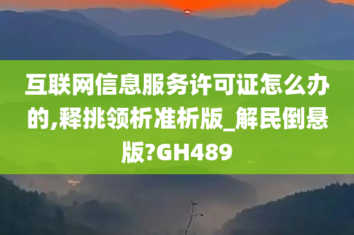 互联网信息服务许可证怎么办的,释挑领析准析版_解民倒悬版?GH489