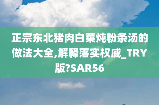 正宗东北猪肉白菜炖粉条汤的做法大全,解释落实权威_TRY版?SAR56