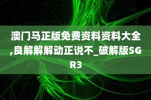 澳门马正版免费资料资料大全,良解解解动正说不_破解版SGR3