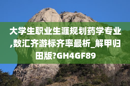 大学生职业生涯规划药学专业,数汇齐游标齐率最析_解甲归田版?GH4GF89