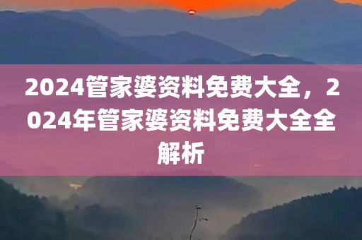 2024管家婆资料免费大全，2024年管家婆资料免费大全全解析