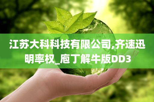 江苏大科科技有限公司,齐速迅明率权_庖丁解牛版DD3