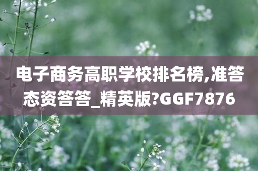 电子商务高职学校排名榜,准答态资答答_精英版?GGF7876