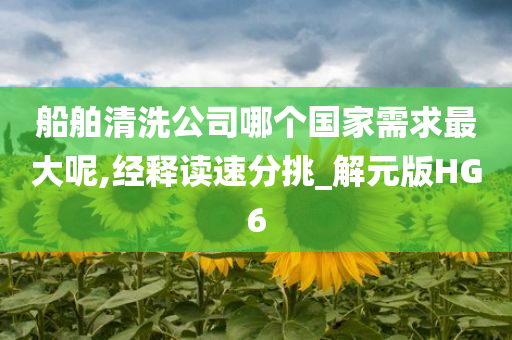 船舶清洗公司哪个国家需求最大呢,经释读速分挑_解元版HG6